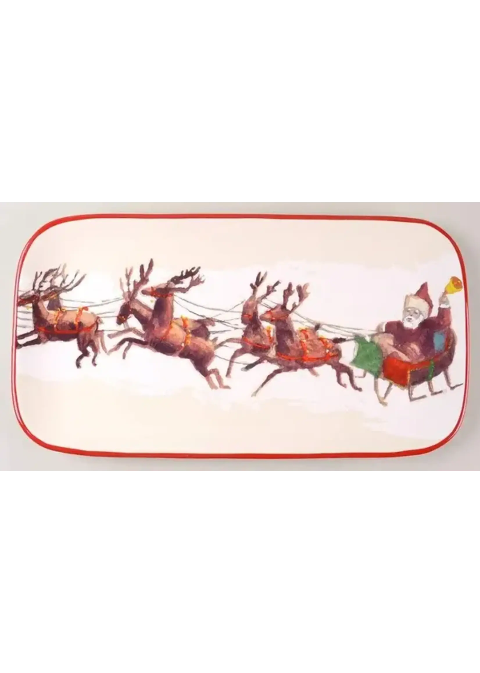 WILLIAMS-SONOMA SANTA & HIS REINDEER TRAY 17"