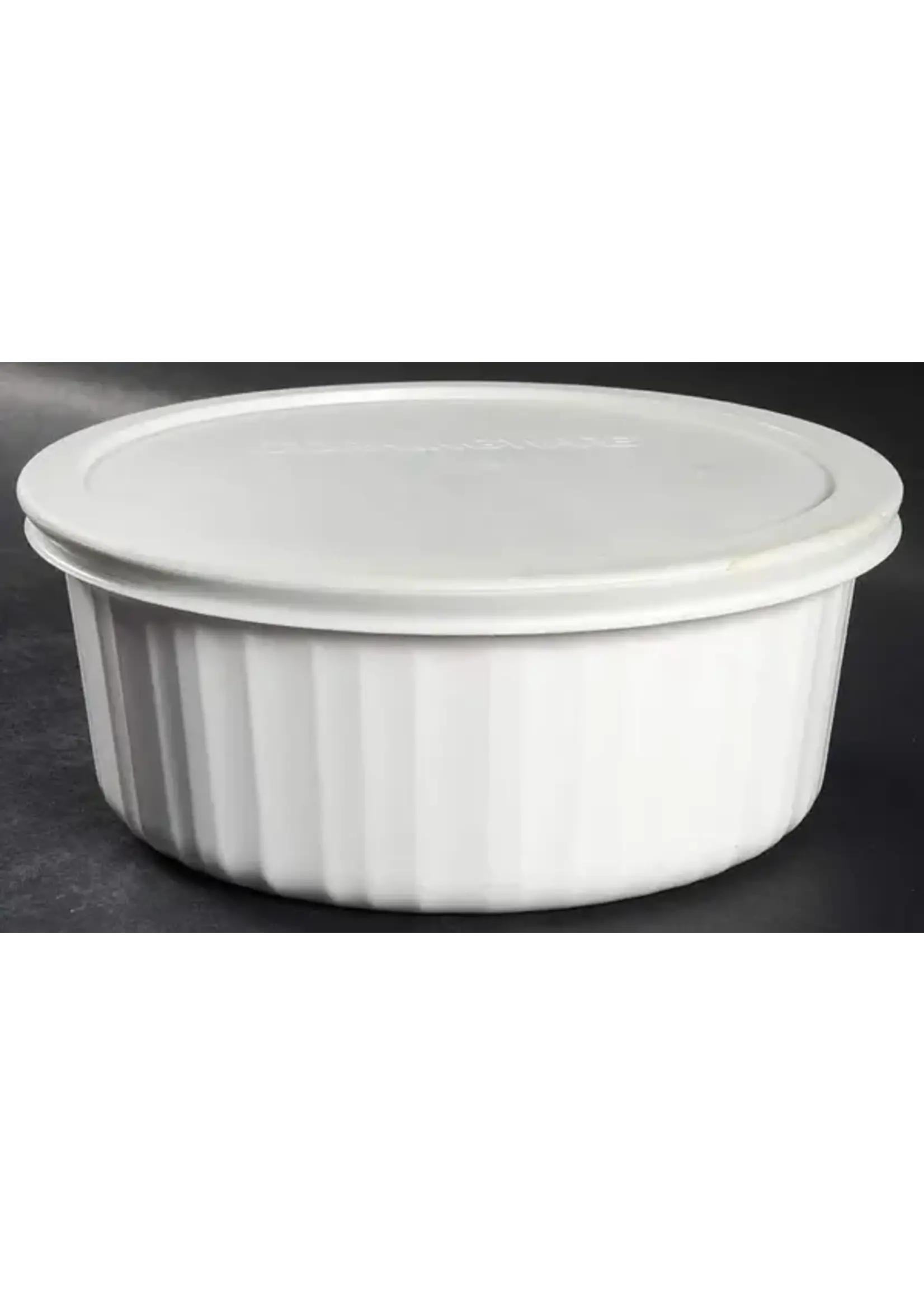 CORNING FRENCH WHITE CASSEROLE ROUND 1.5 QT