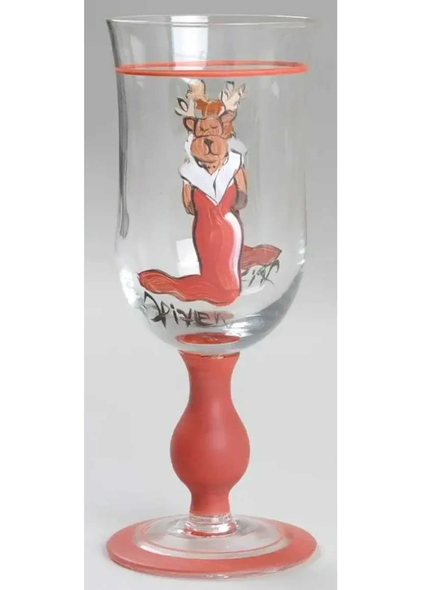 SANTA'S  REINDEER VIXEN 12oz Wine/GOBLET Glass