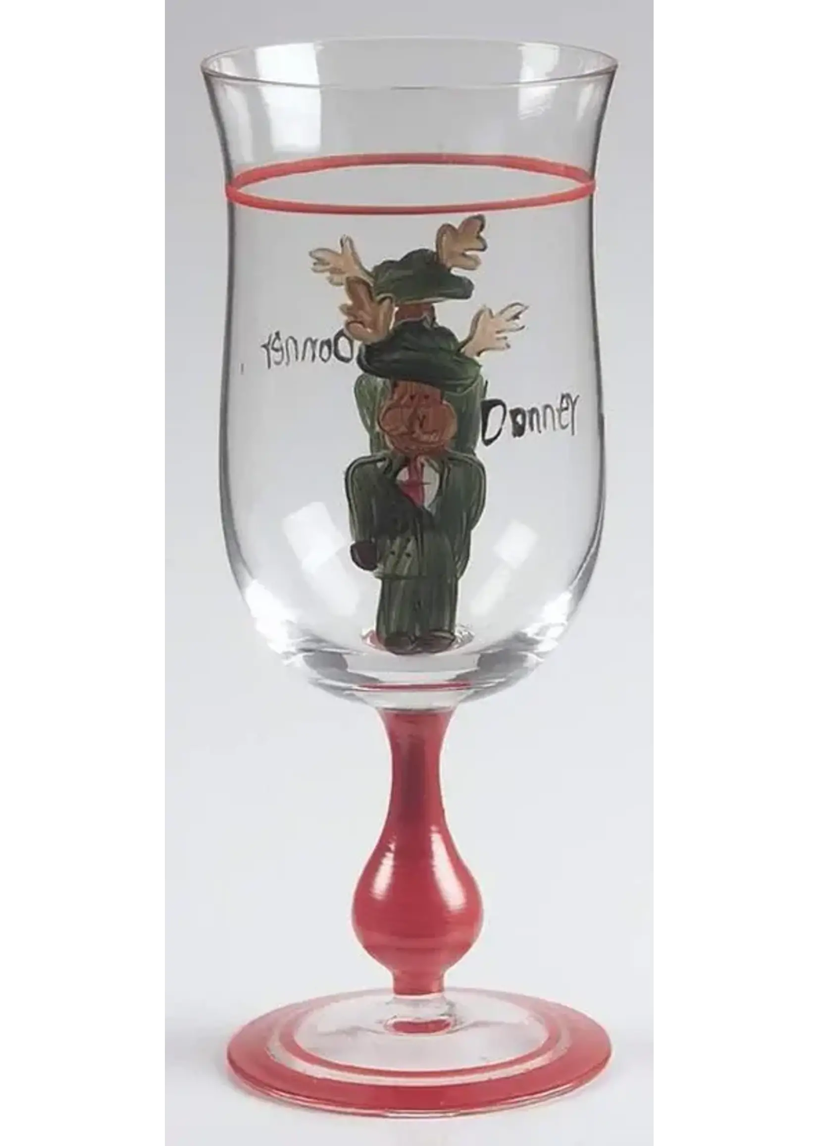 RAINBOW MOUNTAIN SANTA'S REINDEER DONNER 12oz WINE/GOBLET Glass