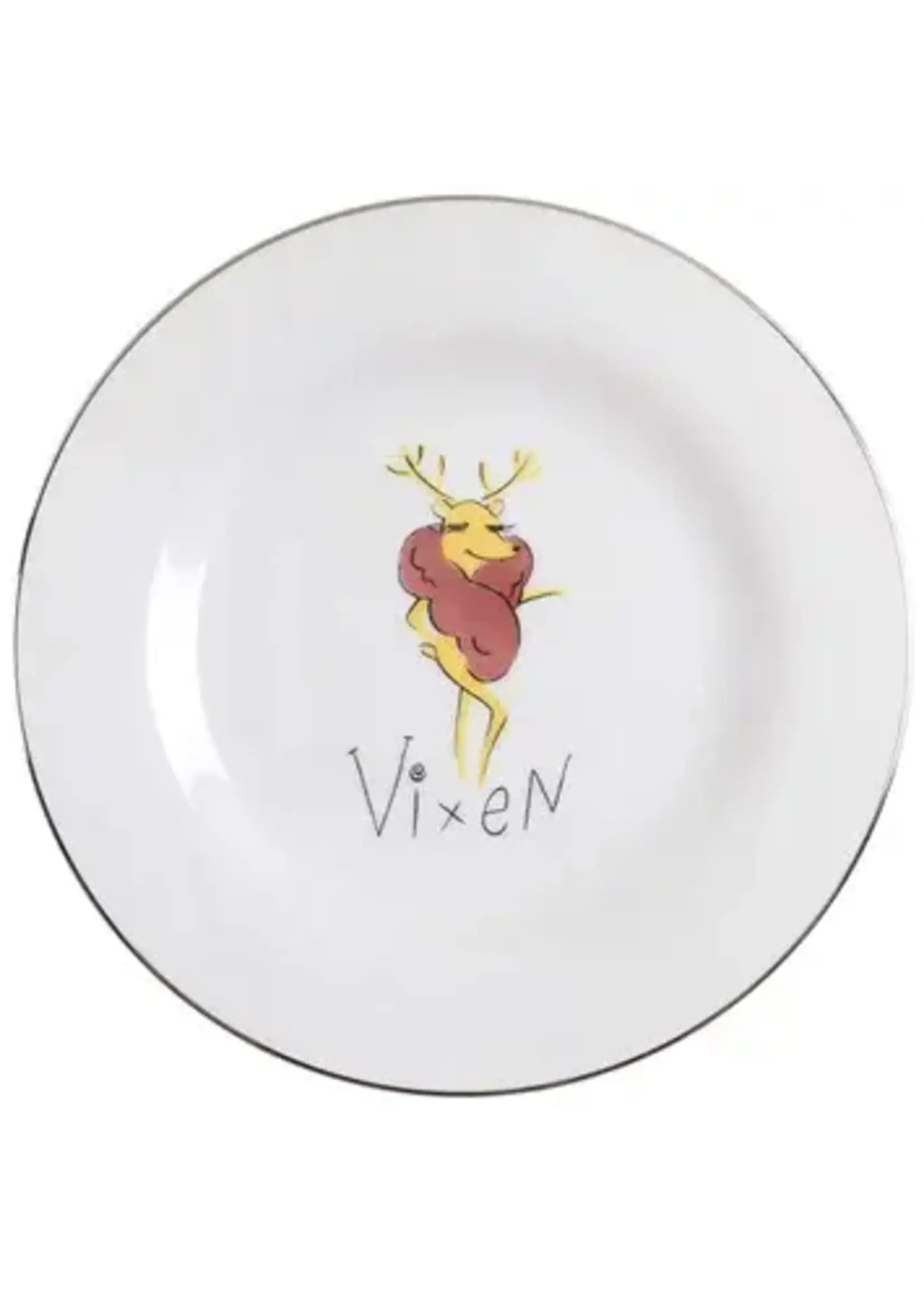 POTTERY BARN REINDEER SALAD PLATE 8 1/2" VIXEN