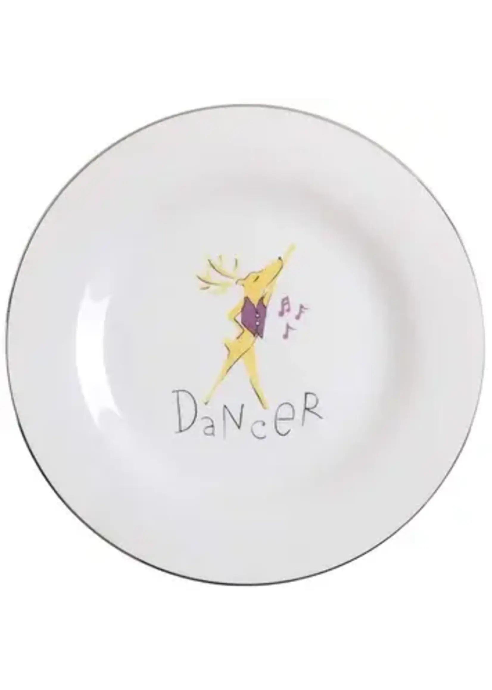 POTTERY BARN REINDEER SALAD PLATE 8 1/2" DANCER