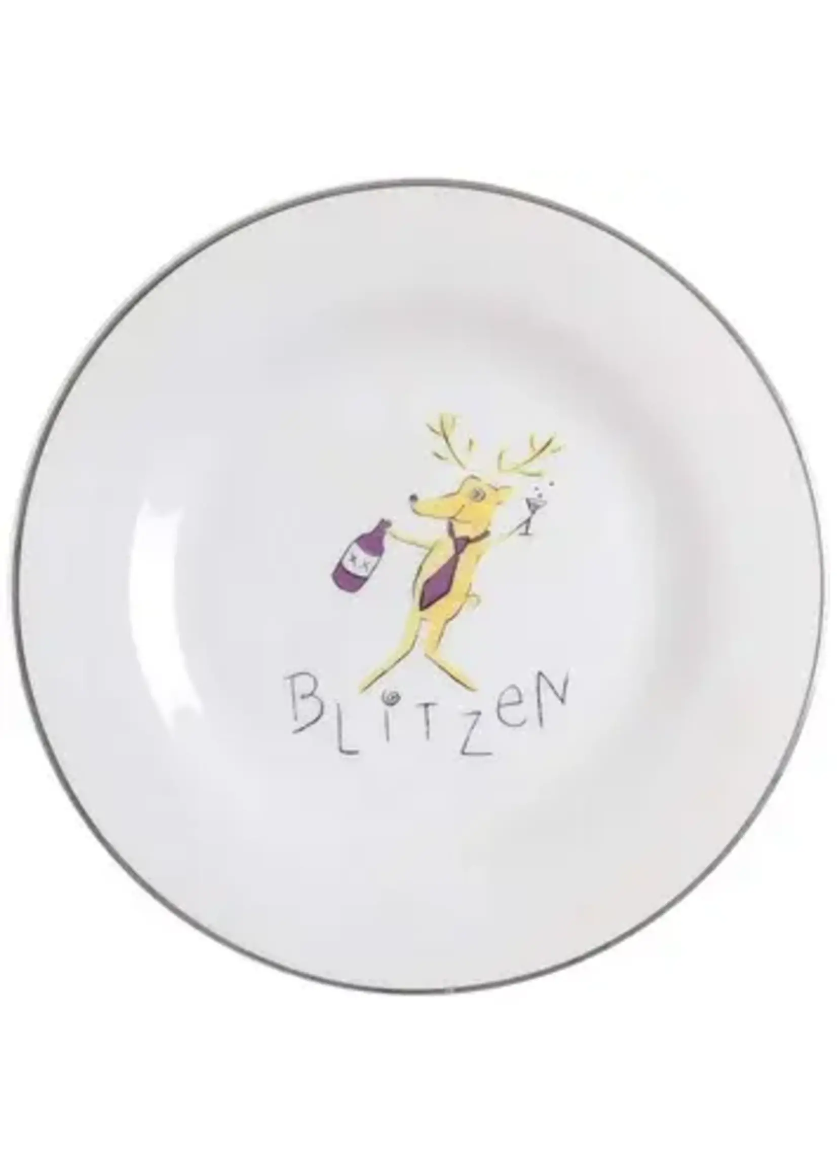 POTTERY BARN REINDEER SALAD PLATE 8 1/2" BLITZEN