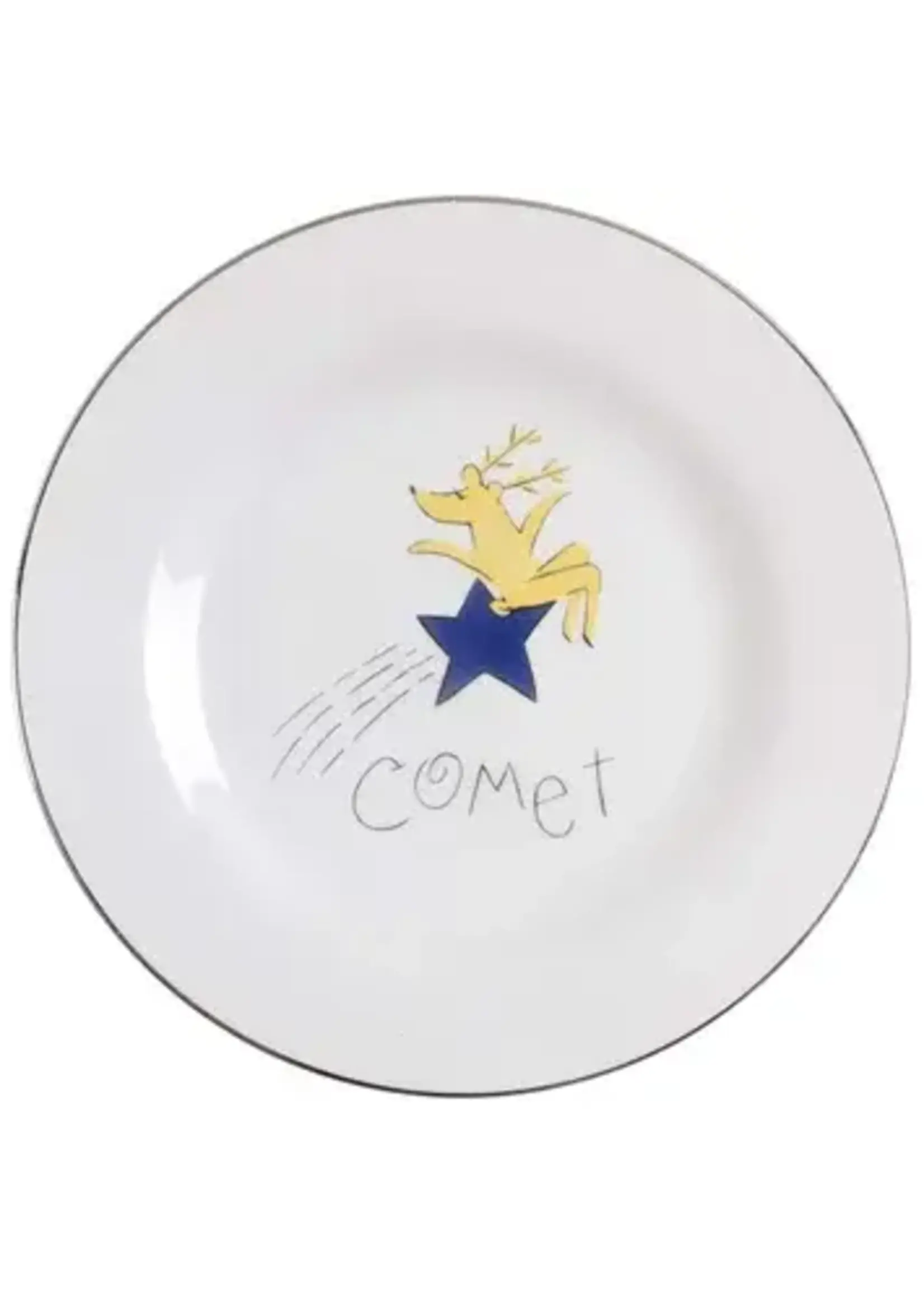 POTTERY BARN REINDEER SALAD PLATE 8 1/2" COMET