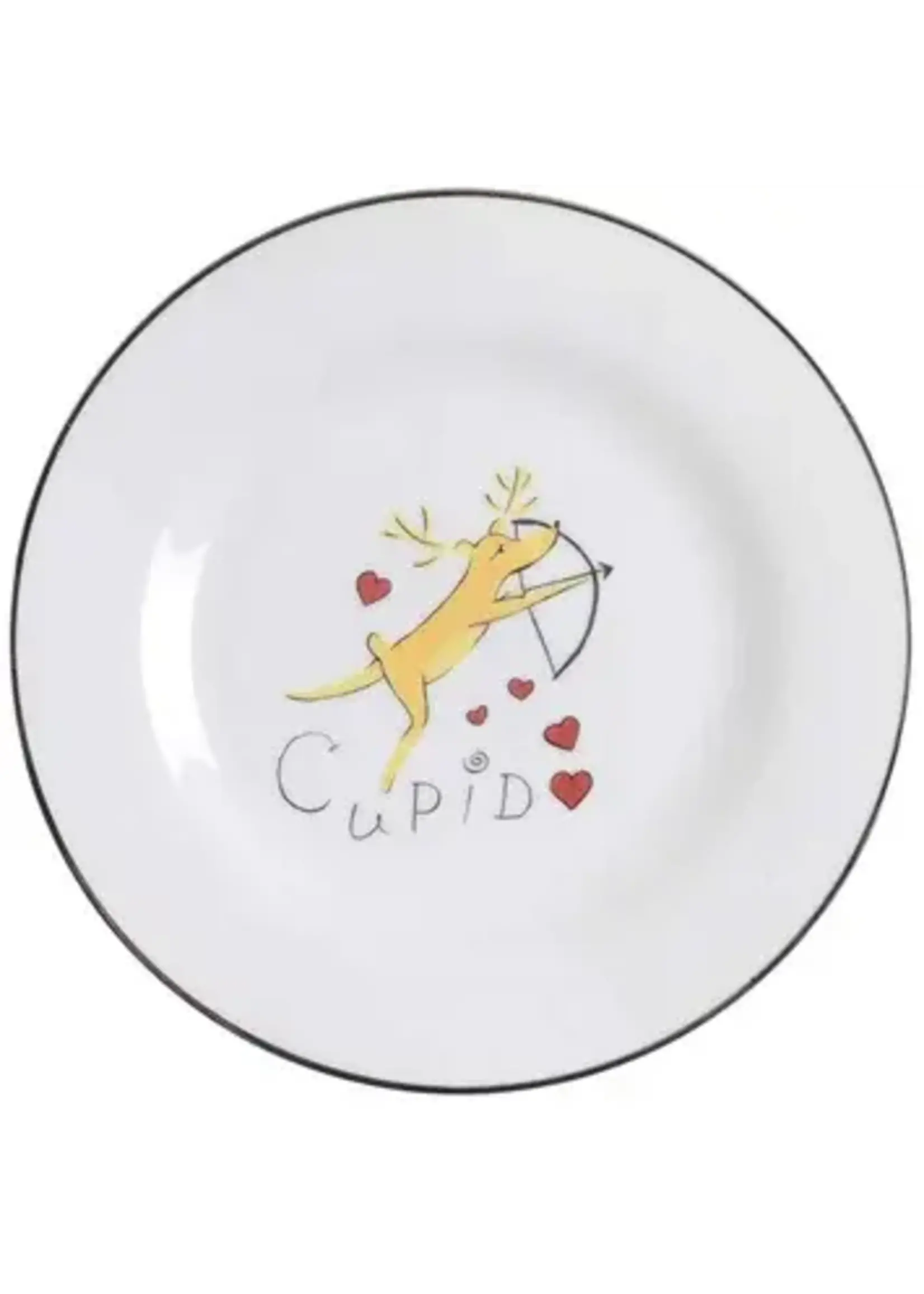 POTTERY BARN REINDEER SALAD PLATE 8 1/2" CUPID