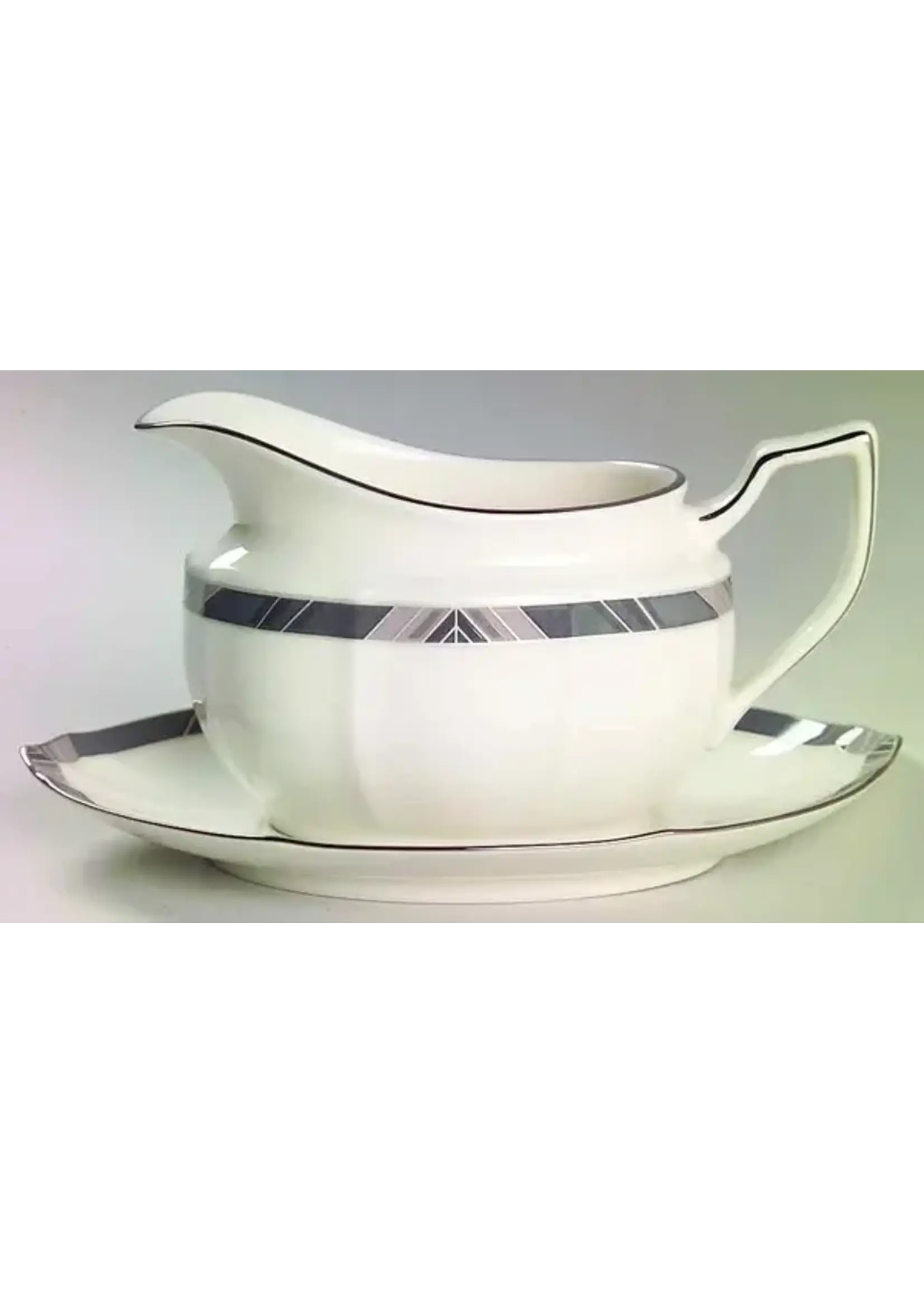 NORITAKE MIDNIGHT MAJESTY GRAVY BOAT & UNDERPLATE