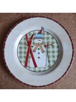 NORTH COUNTRY SNOWMEN SALAD/ DESSERT PLATE 8 1/4" SKI