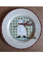 NORTH COUNTRY SNOWMEN SALAD/ DESSERT PLATE 8 1/4" SKATES