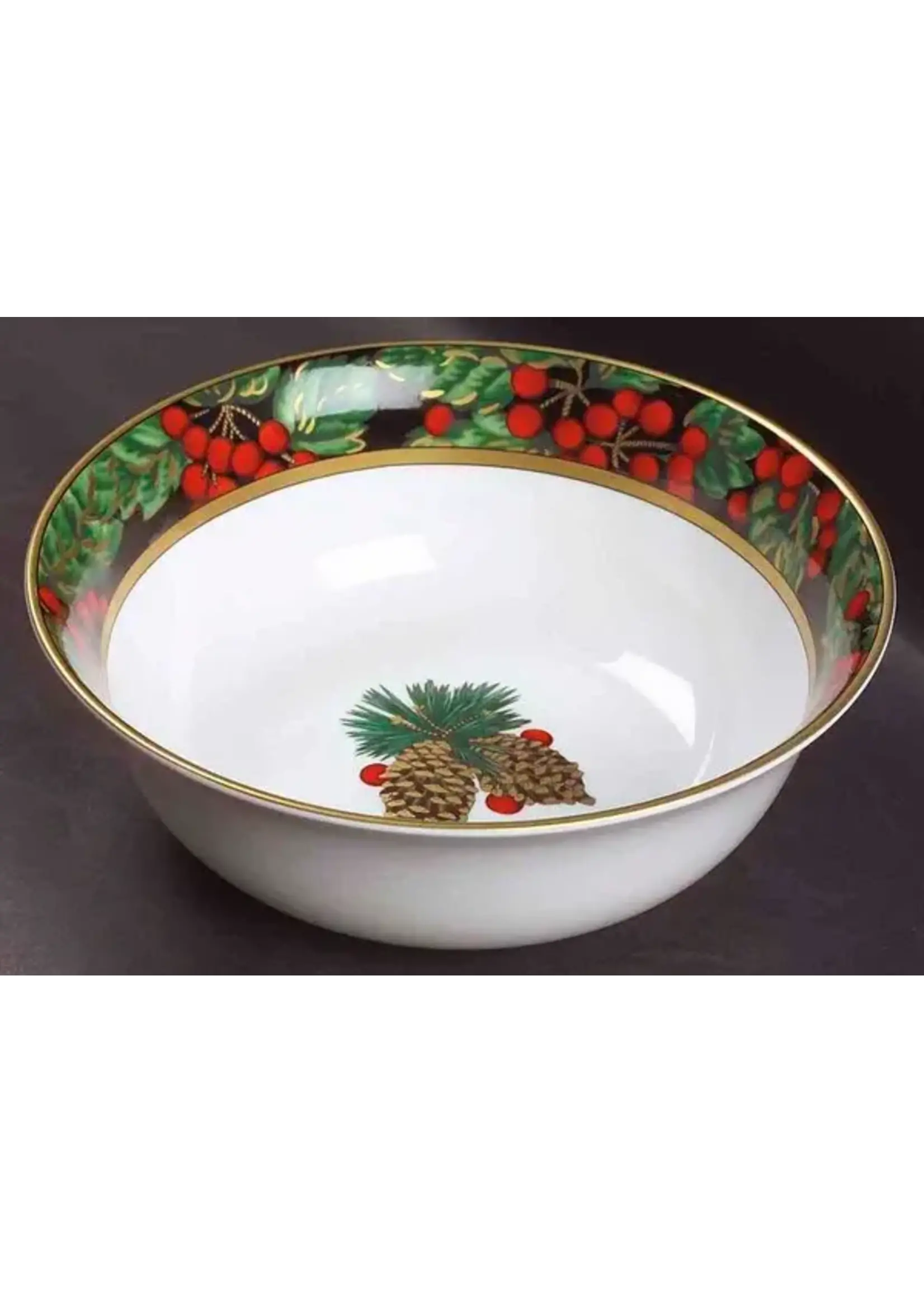 FITZ & FLOYD HOLIDAY PINE SERVING BOWL 9 1/4"