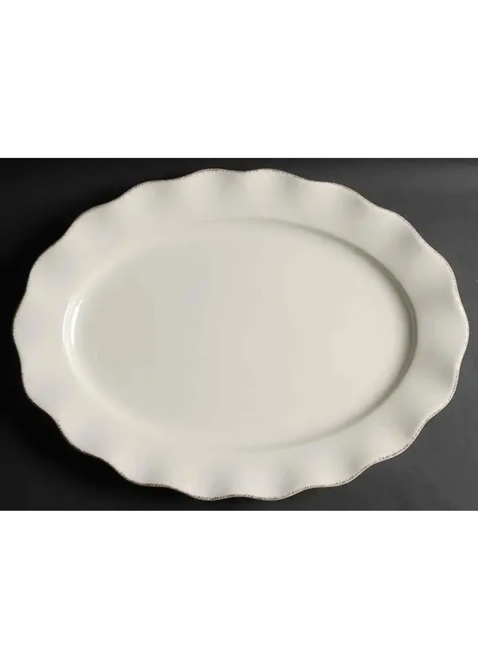 BETTER HOMES AND GARDENS HARVEST CREAM OVAL SERVING PLATTER 20 3/8"