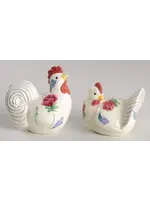 LENOX POPPIES BARNYARD SALT AND PEPPER HEN /ROOSTER