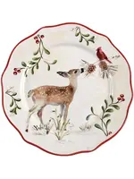 WINTER FOREST SALAD PLATE DEER/CARDINAL