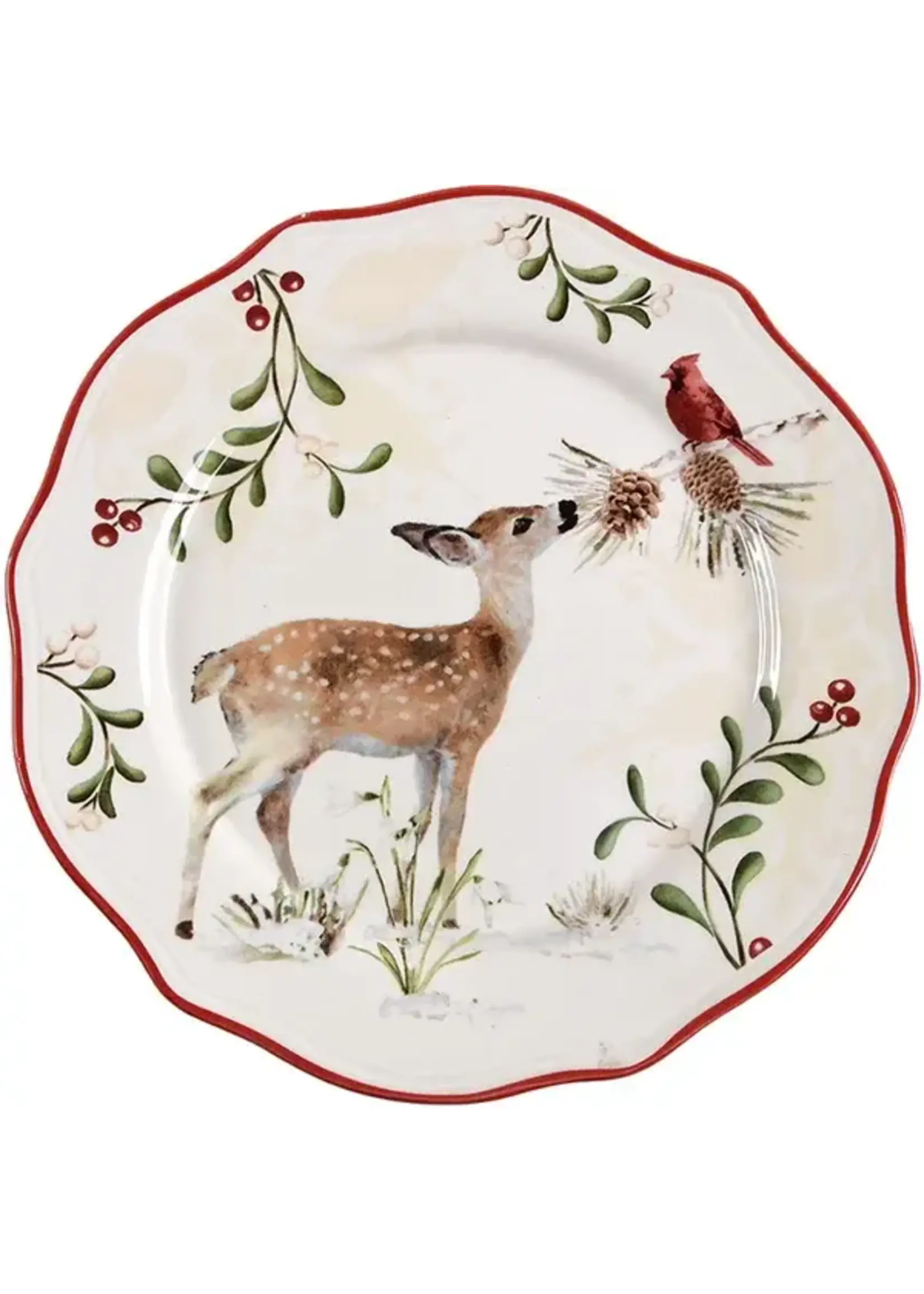 BETTER HOMES AND GARDENS WINTER FOREST SALAD PLATE DEER/CARDINAL