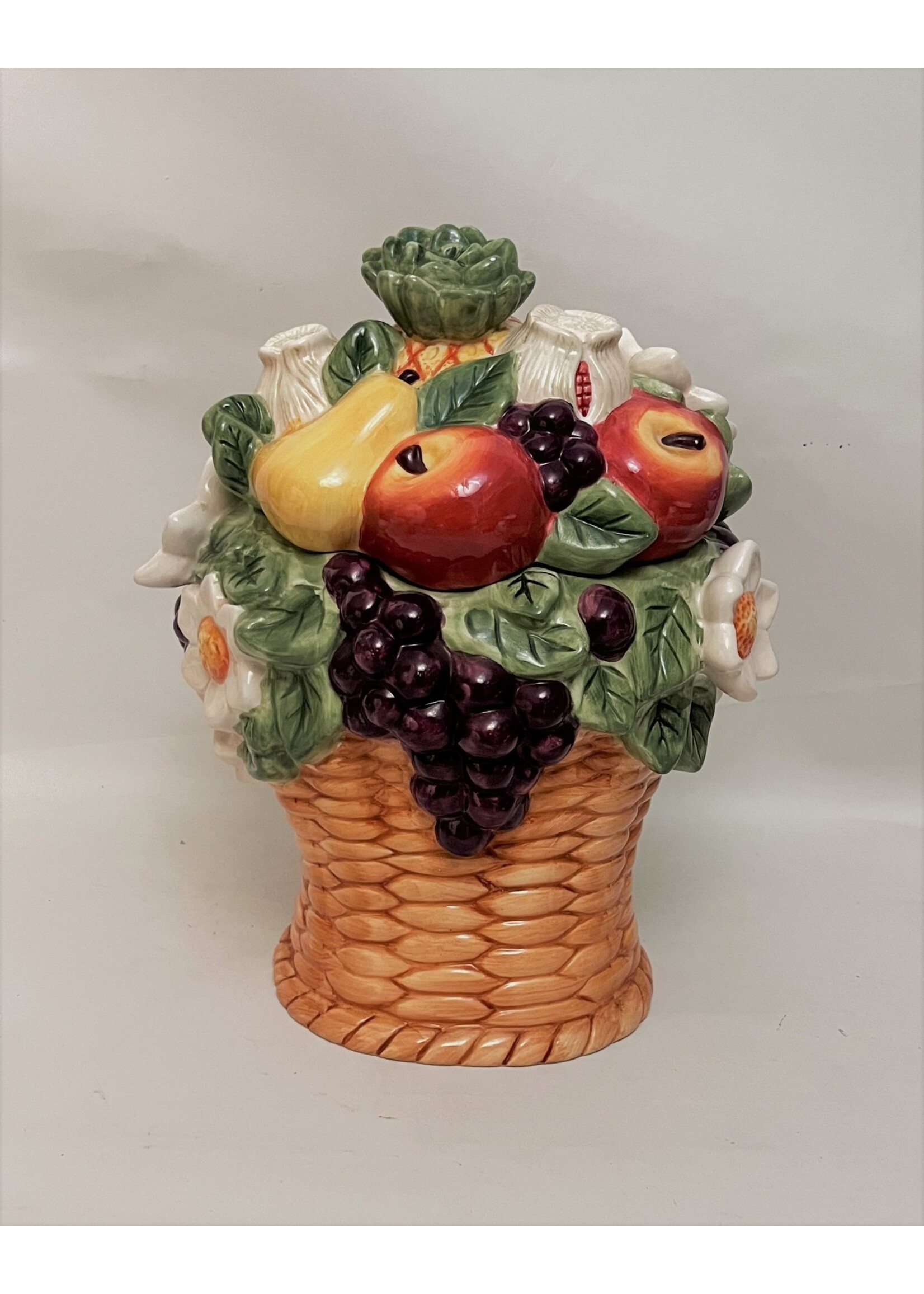 GIBSON FRUIT & SUNFLOWER COOKIE JAR 12.5"