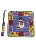 SANGO SWEET SHOPPE CHRISTMAS  CHEESE TRAY WITH KNIFE