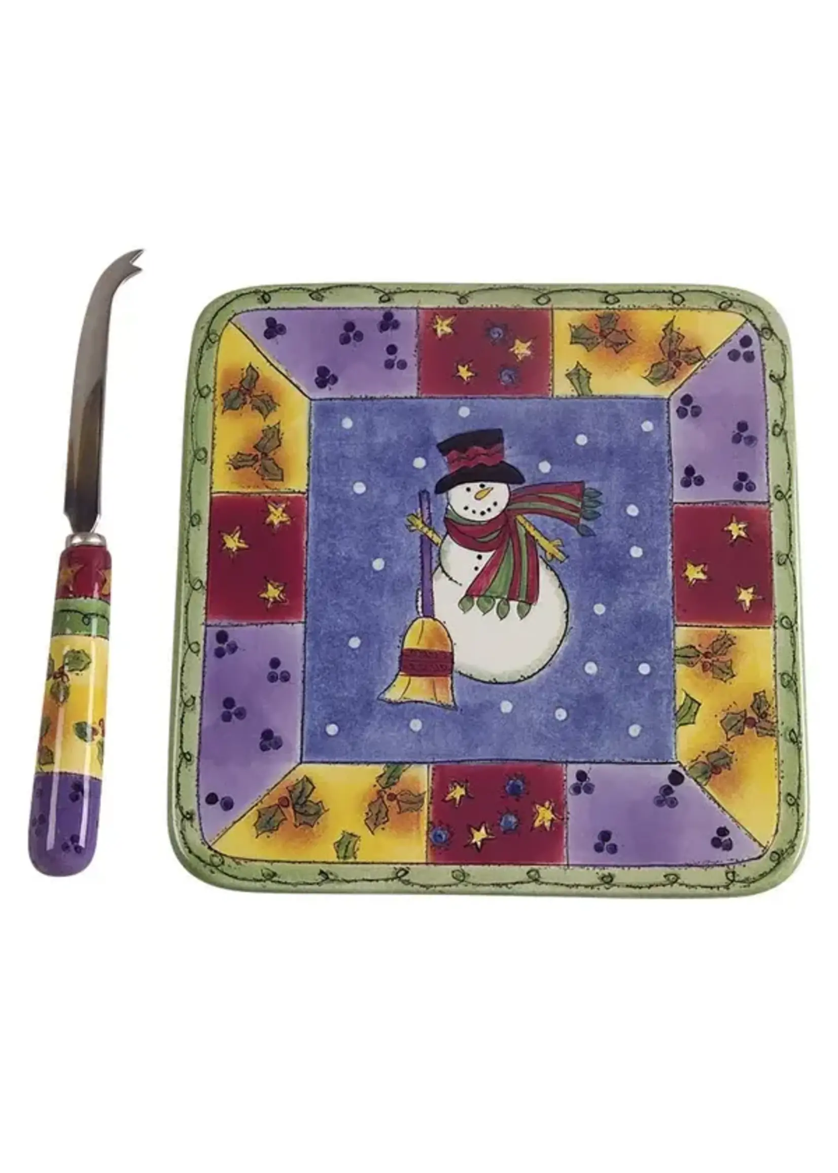 SANGO SANGO SWEET SHOPPE CHRISTMAS  CHEESE TRAY WITH KNIFE