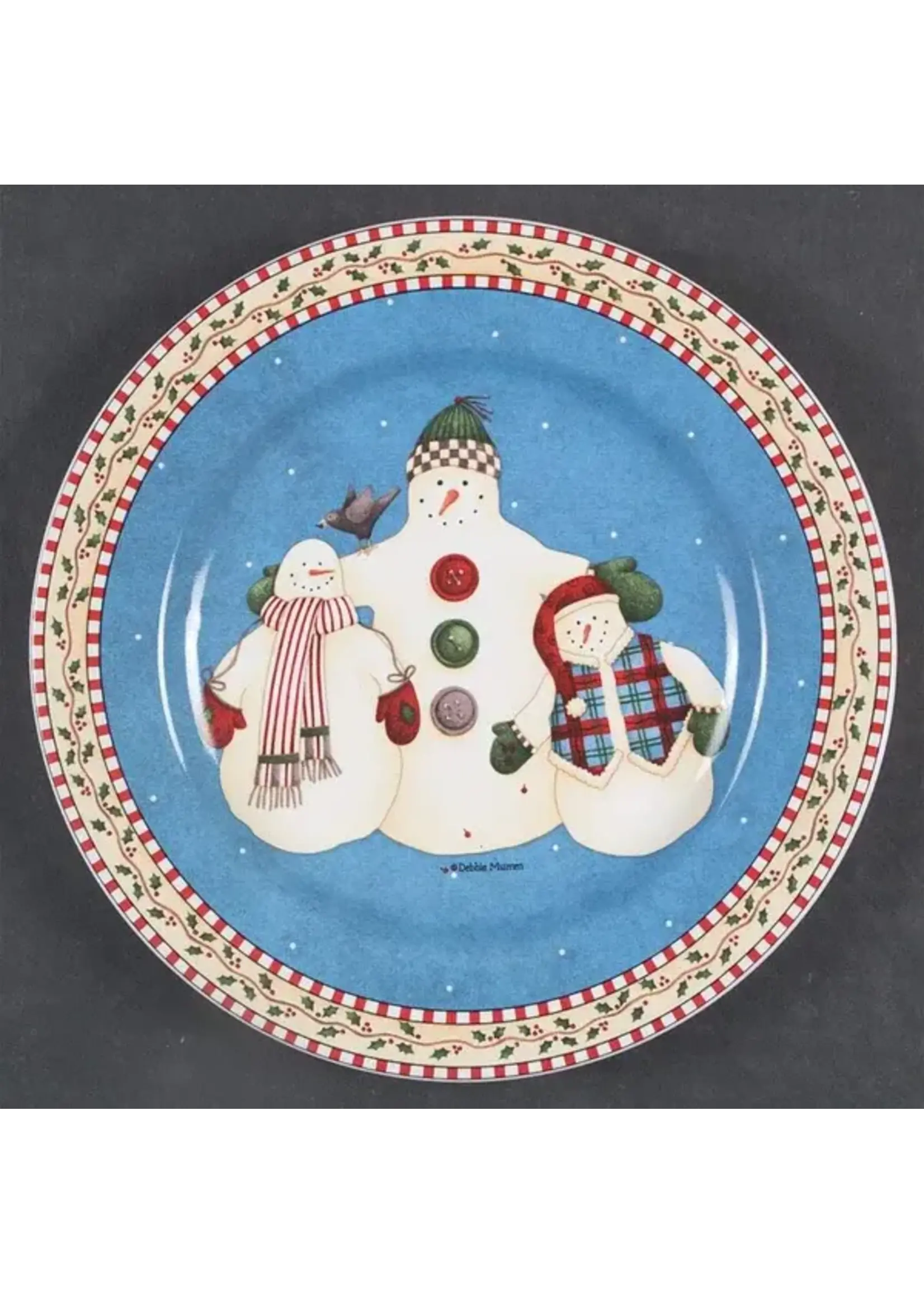 SAKURA JOLLY SNOWMAN SALAD PLATE-BUDDIES  8 1/4'