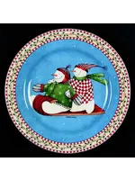 JOLLY SNOWMAN SALAD PLATE-SLED 8 1/4'