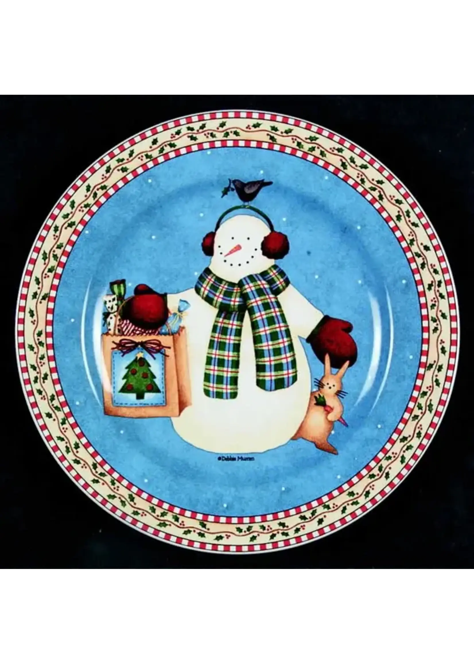 SAKURA JOLLY SNOWMAN SALAD PLATE-BAG 8 1/4'