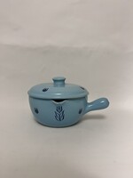 CAMERON CLAY PRODUCT DUTCH BLUE COVERED FRENCH COVERED CASSEROLE 6 1/2"