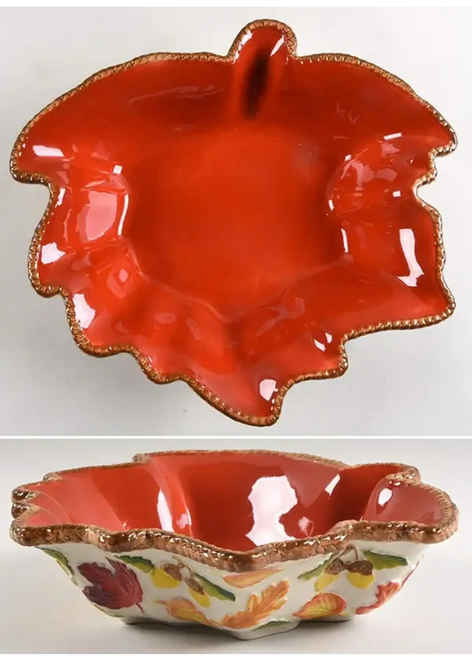 TEMP-TATIONS HARVEST EMBOSSED LEAF BOWL 11"