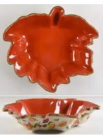 HARVEST EMBOSSED LEAF BOWL 15"