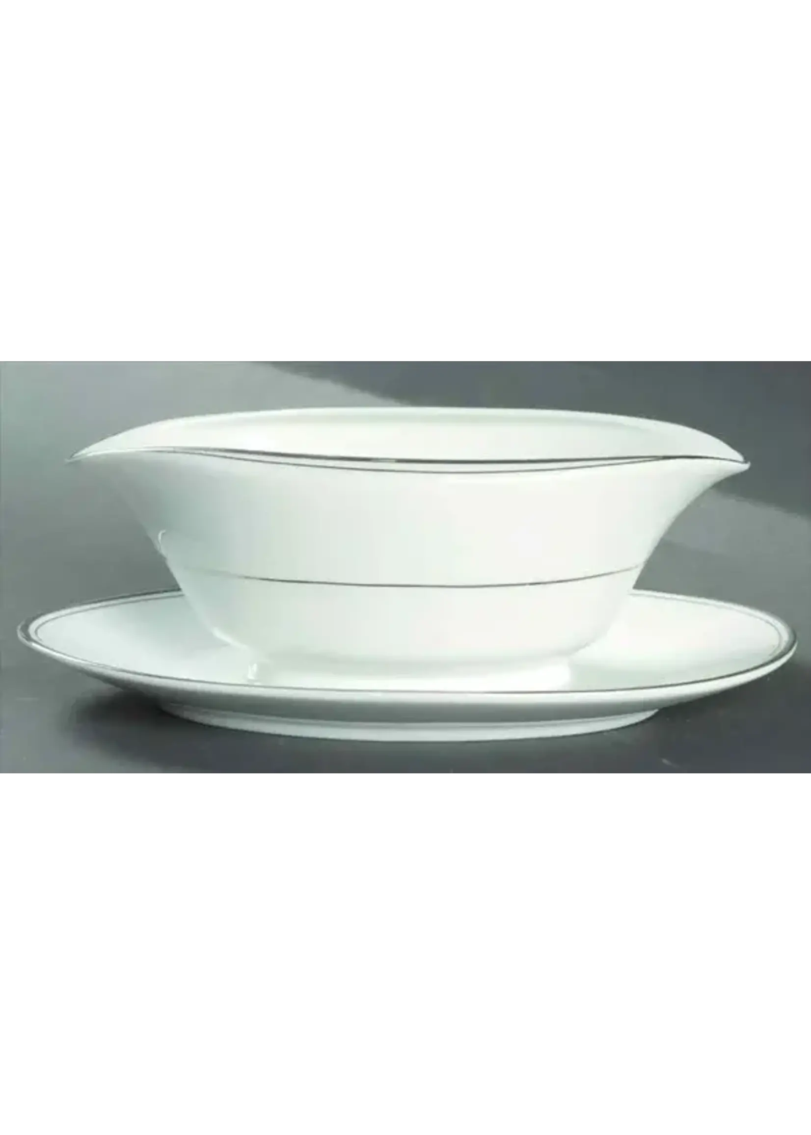 IMPERIAL CHINA SINCERITY GRAVY BOAT ATTACHED UNDERPLATE