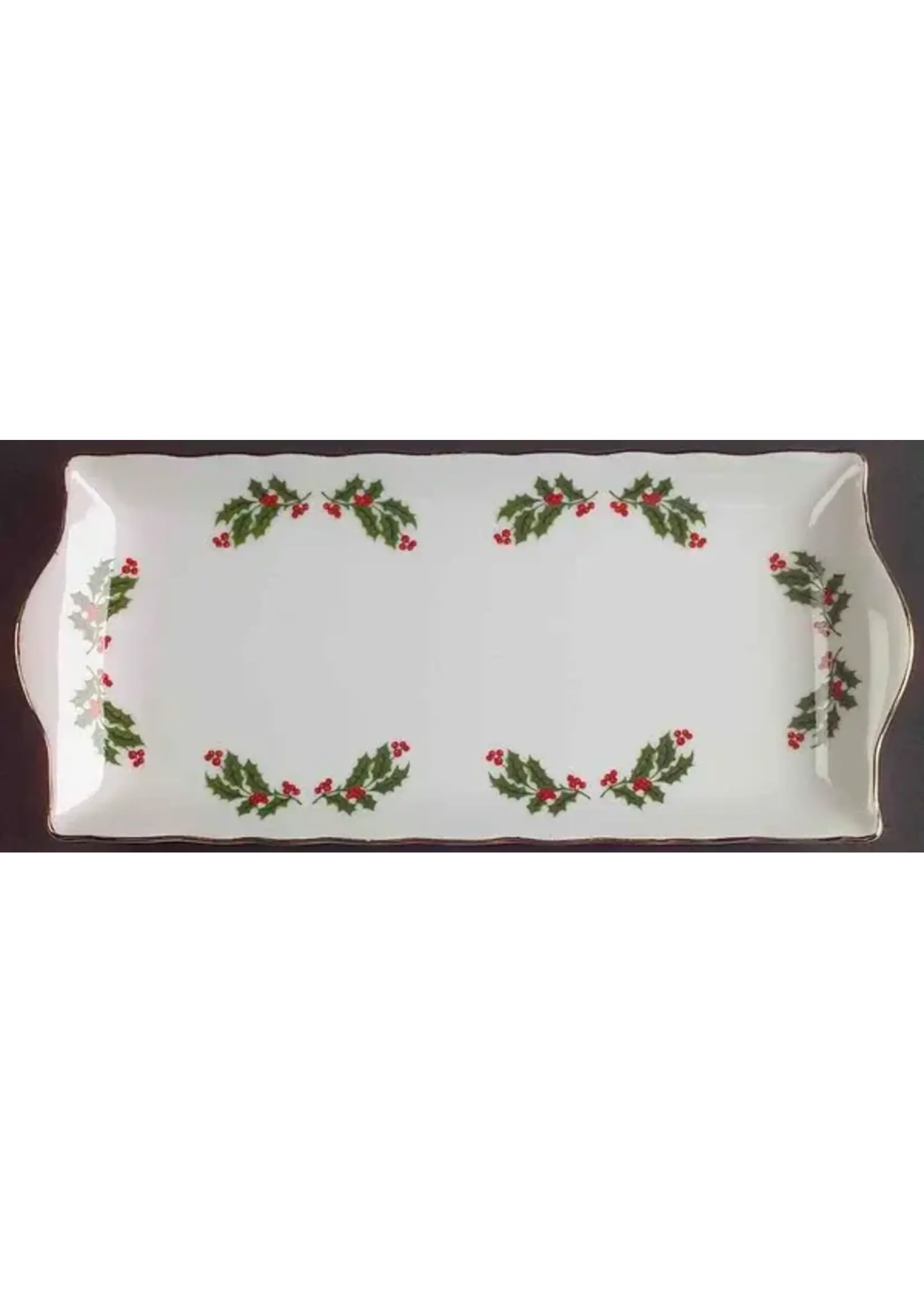 KASHIMA CHRISTMAS HOLLY TRAY 11 5/8"