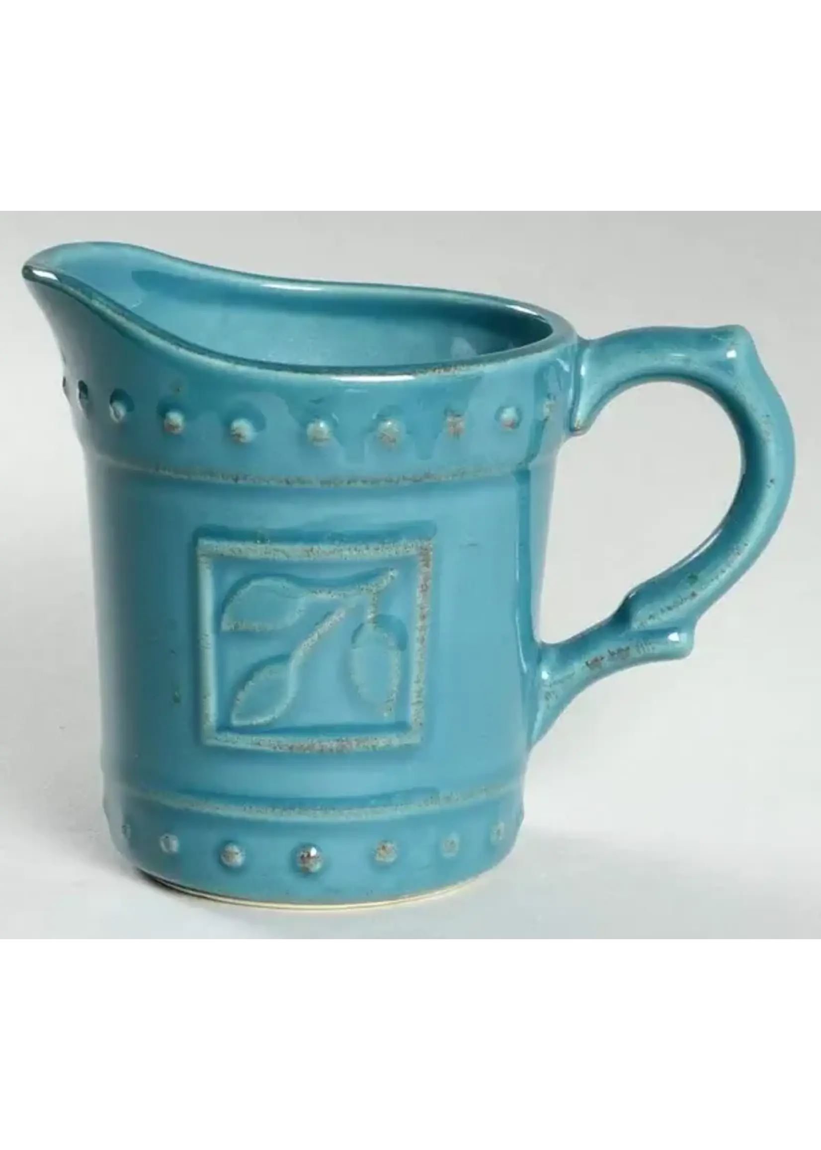 SINGATURE SORRENTO TEAL CREAMER  4 1/2"