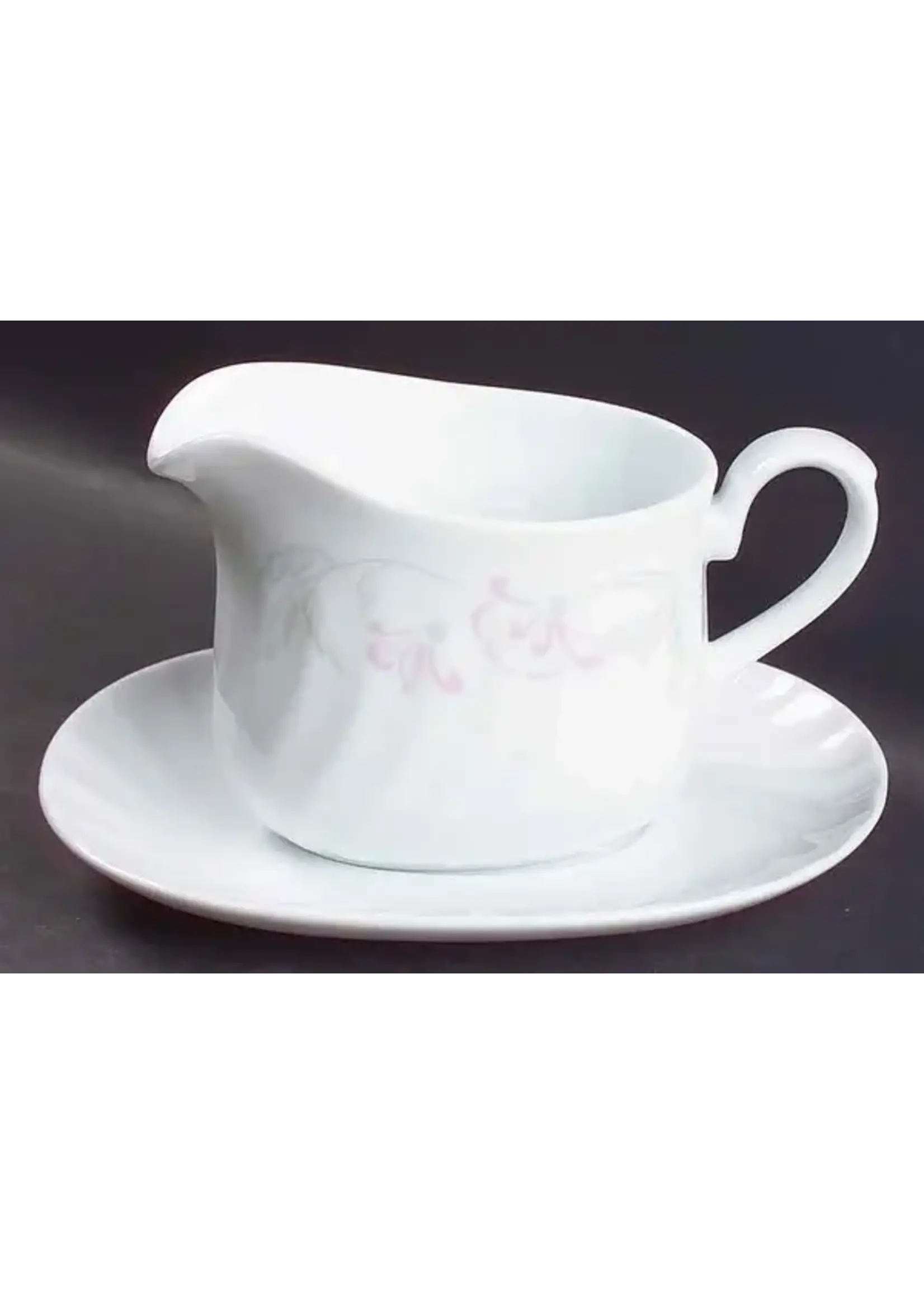 CORNING PINK TRIO GRAVY BOAT & UNDERPLATE