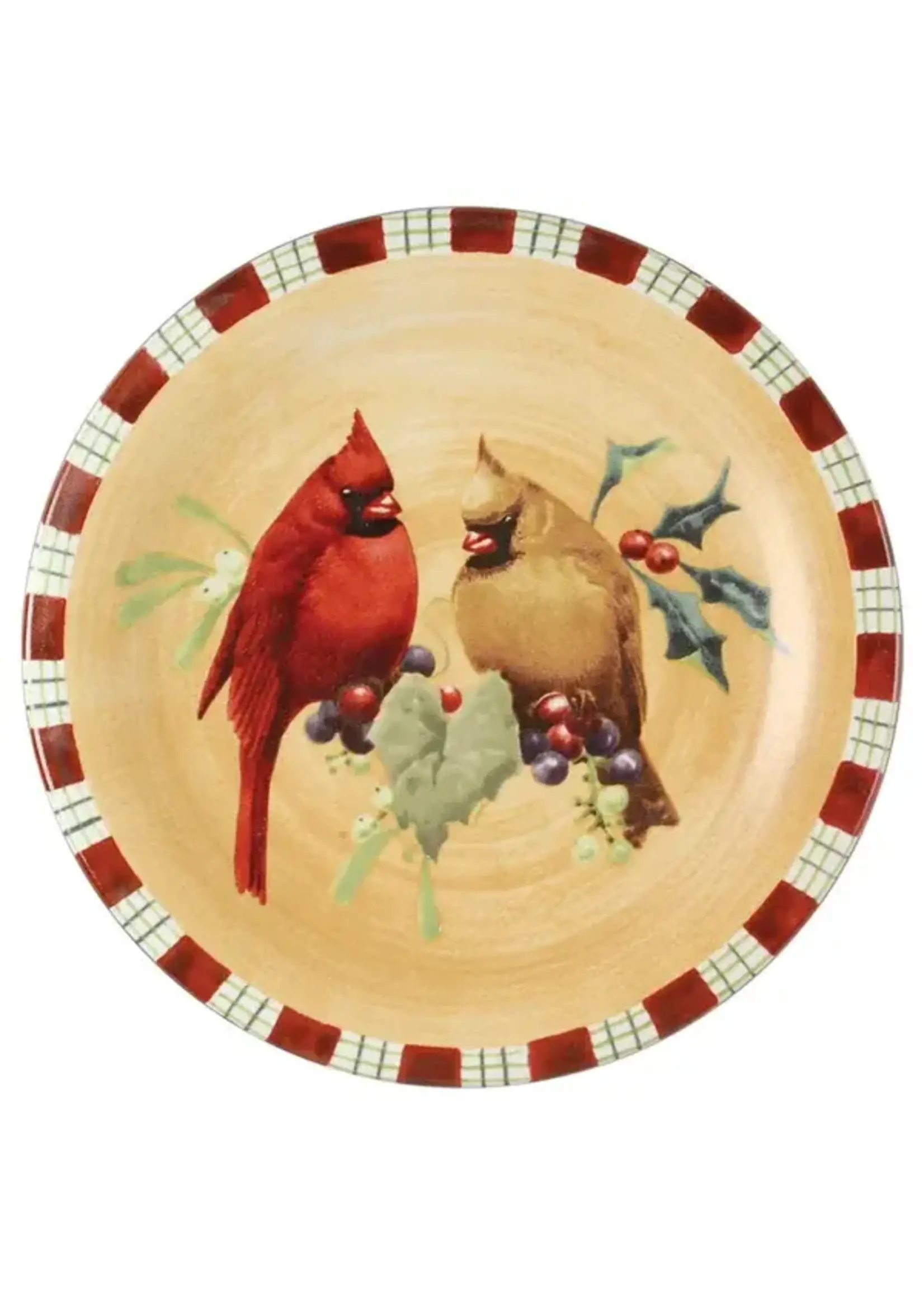 LENOX WINTER GREETINGS SALAD PLATE CARDINAL 8 1/4"