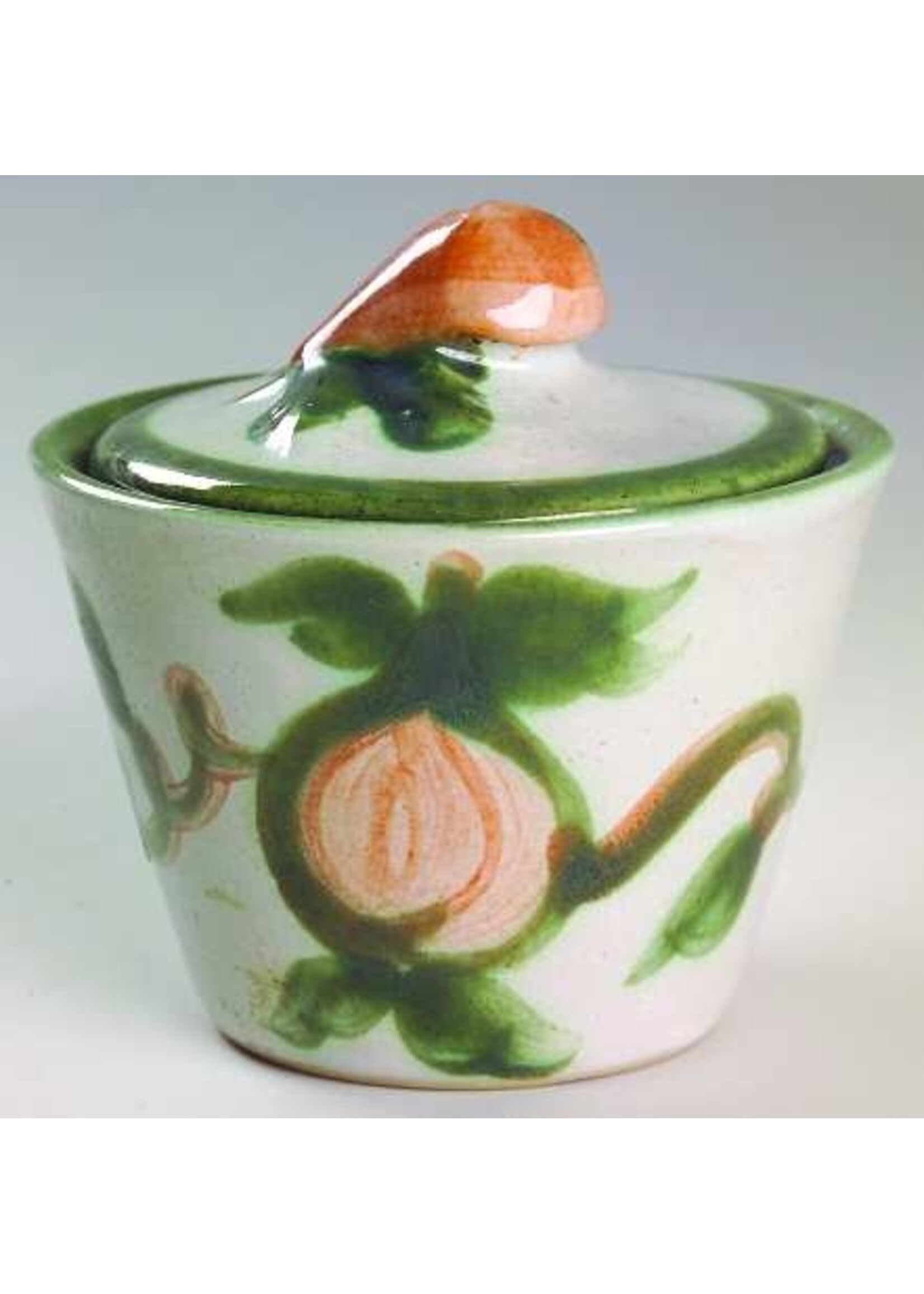 LOUISVILLE POTTERY PEAR SUGAR BOWL 3"