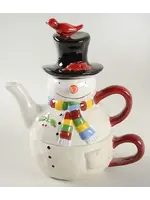 SNOWMATES CREAM TEAPOT & LID W/ CUP