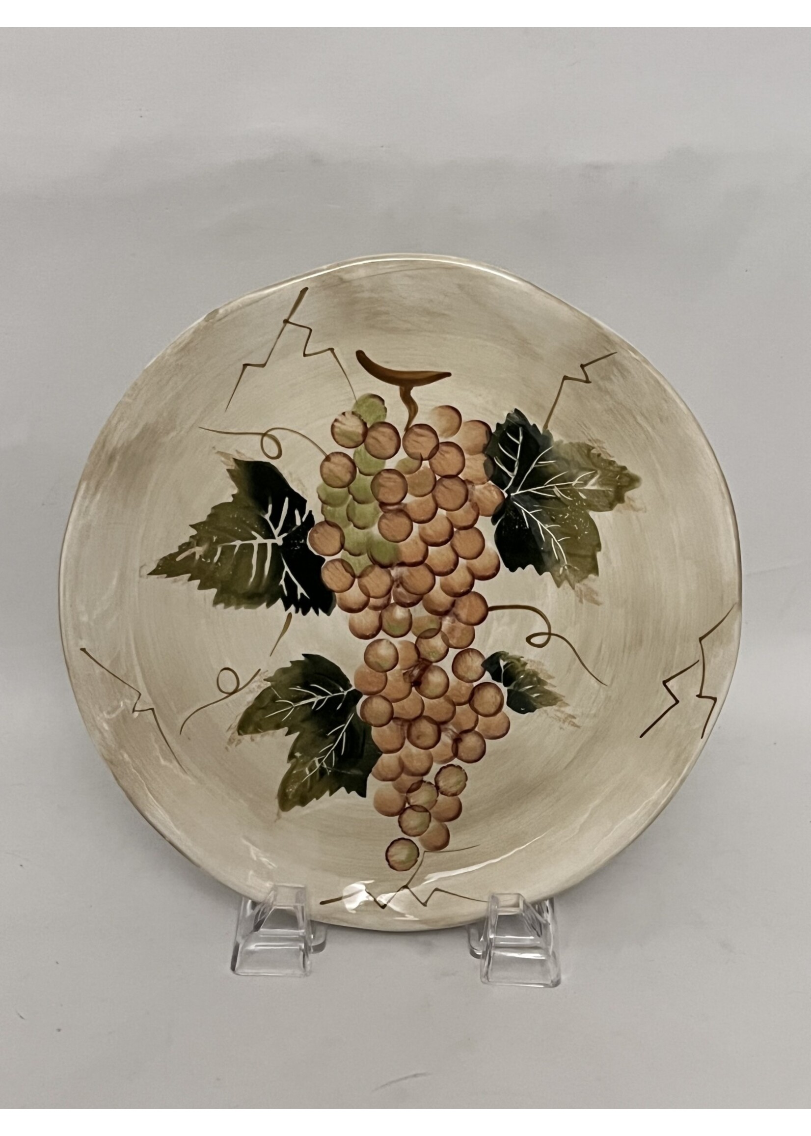 TABLETOPS UNLIMITED CABERNET BROWN GRAPES DINNER PLATE 11 1/8"