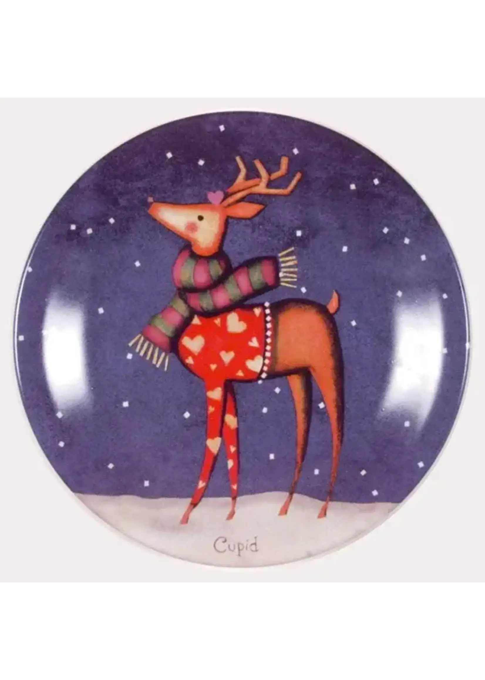 CERTIFIED INTERNATIONAL REINDEER SALAD PLATE  7 7/8" CUPID