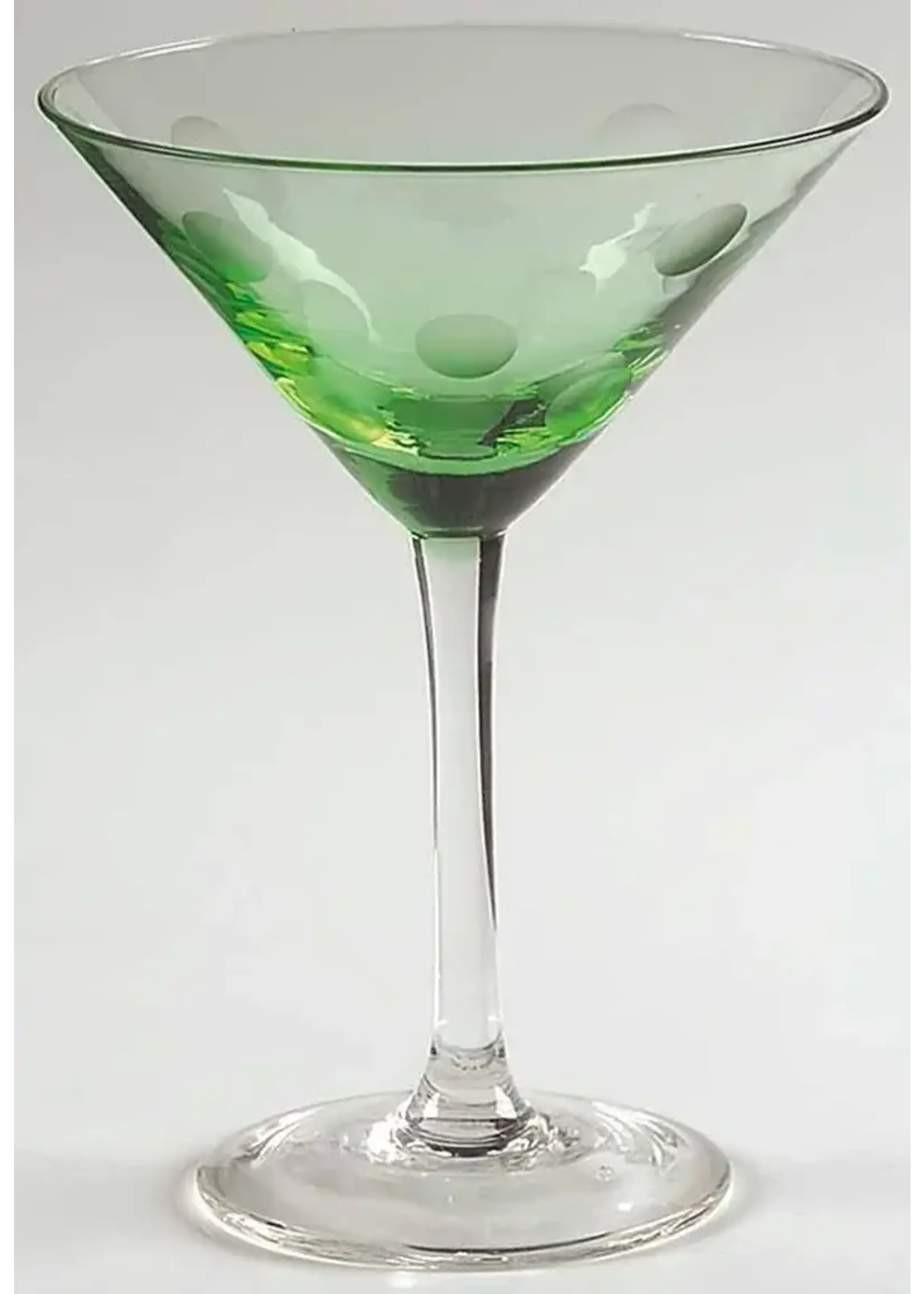 ARTLAND POLKA DOT MARTINI 6 3/4" GREEN