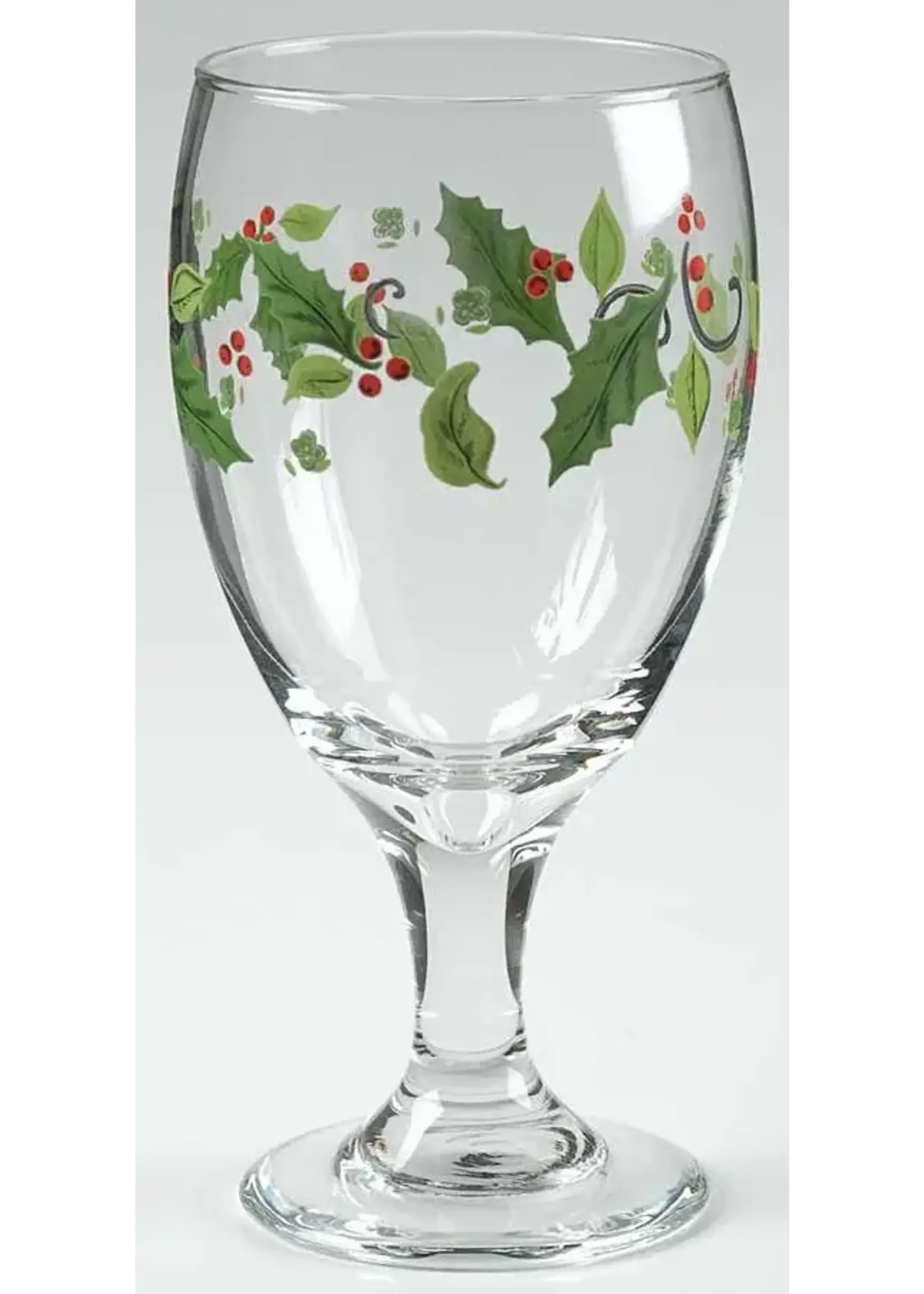 LIBBEY GLASS COMPANY LIBBEY HOLIDAY HOLLY ICED TEA GLASS 7'