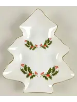 CHRISTMAS HOLLY TREE DISH 7 3/4"