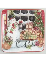 SNOWMAN'S SLEIGH SALAD PLATE 8 5/8'