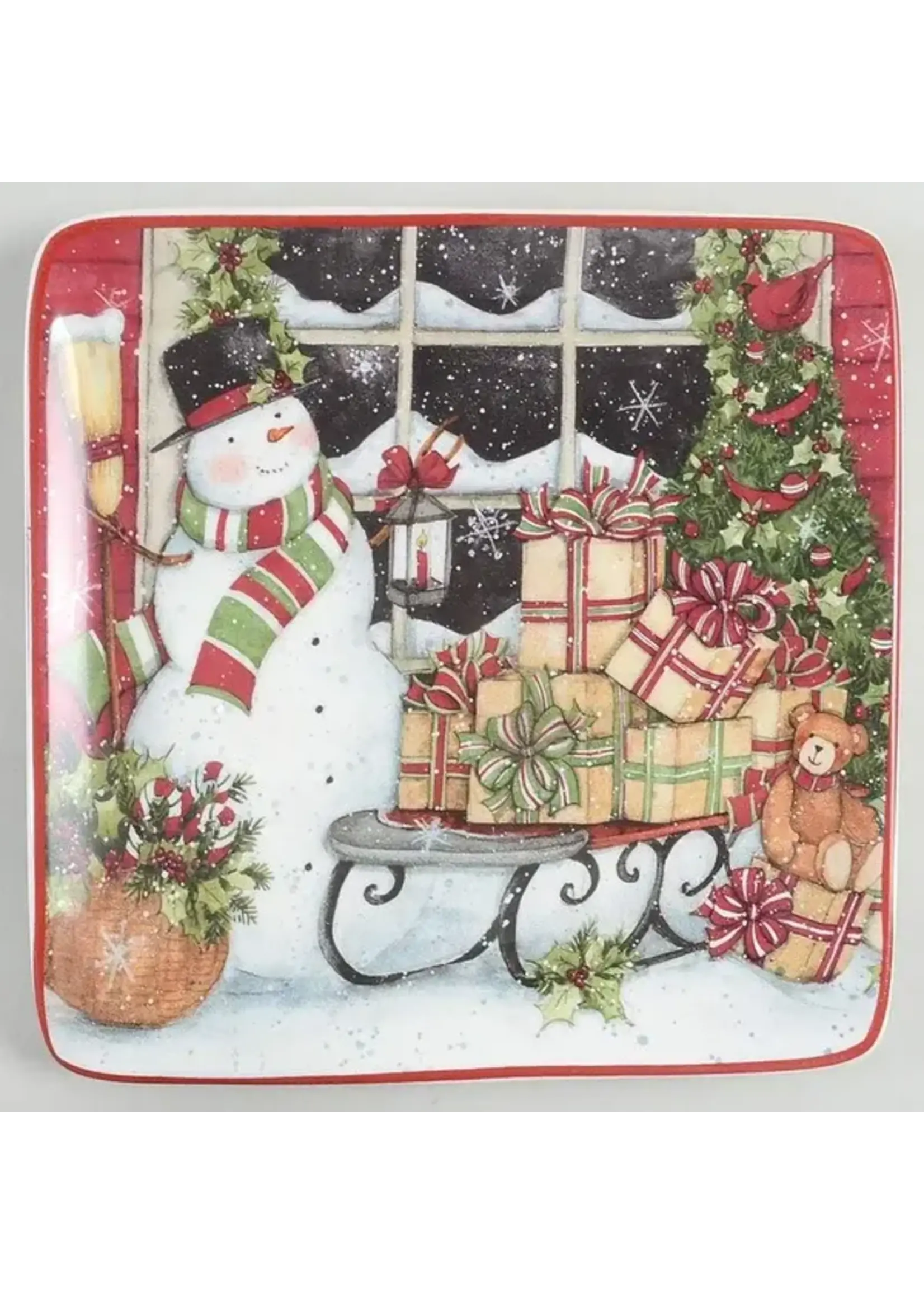 CERTIFIED INTERNATIONAL SNOWMAN'S SLEIGH SALAD PLATE 8 5/8'