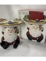 FITZ & FLOYD CHRISTMAS SANTA PILLAR CANDLE HOLDER