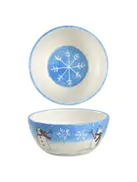 BUTTON UP CEREAL BOWL 6 1/4" BLUE SNOWFLAKE INSIDE