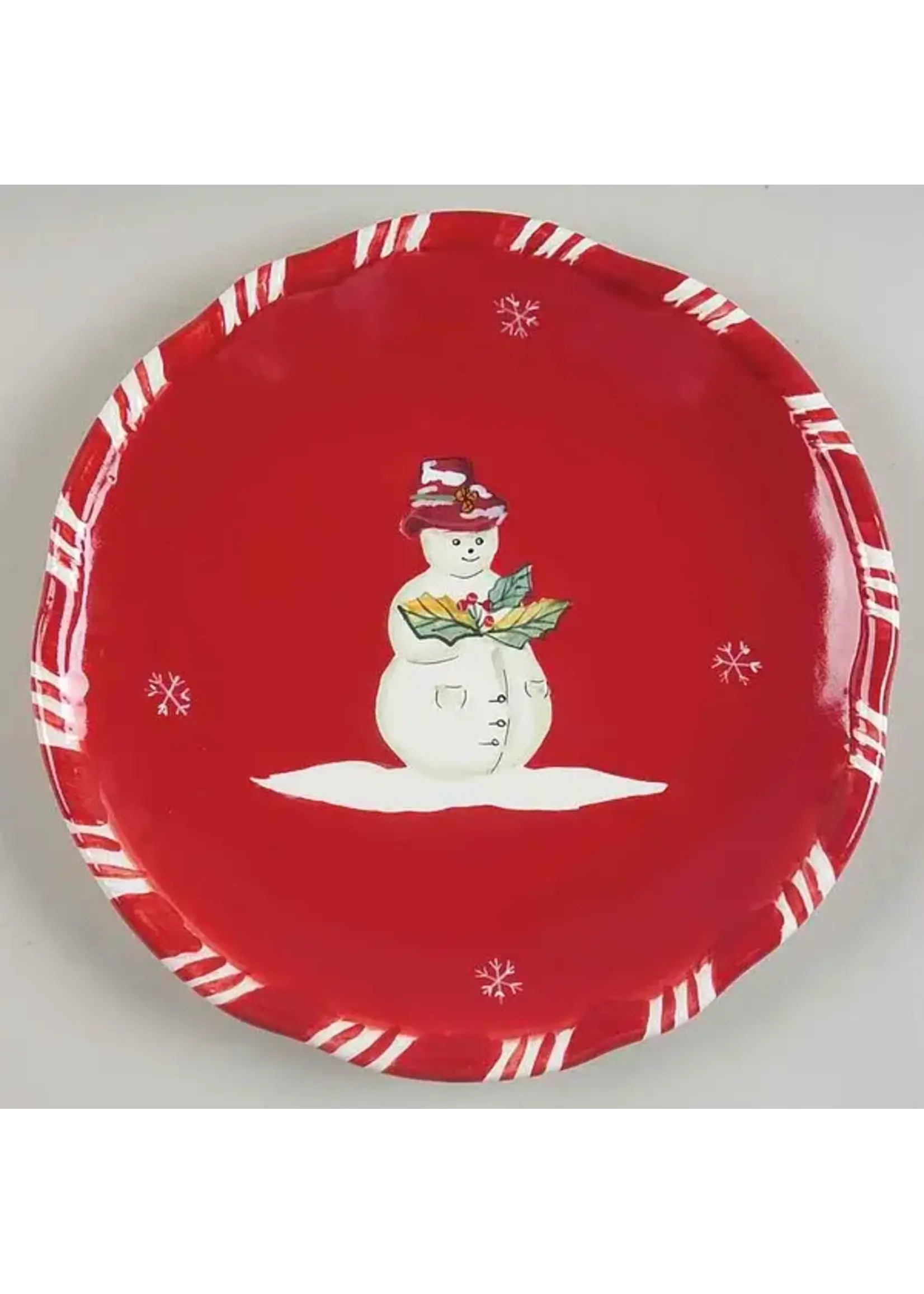 ST NICHOLAS SQUARE JOLLY OL SNOWY SALAD PLATE SNOWMAN