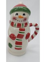 PFALTZGRAFF HOLIDAY FROSTY FIGURAL MUG W/LID SNOWMAN  6 7/8"