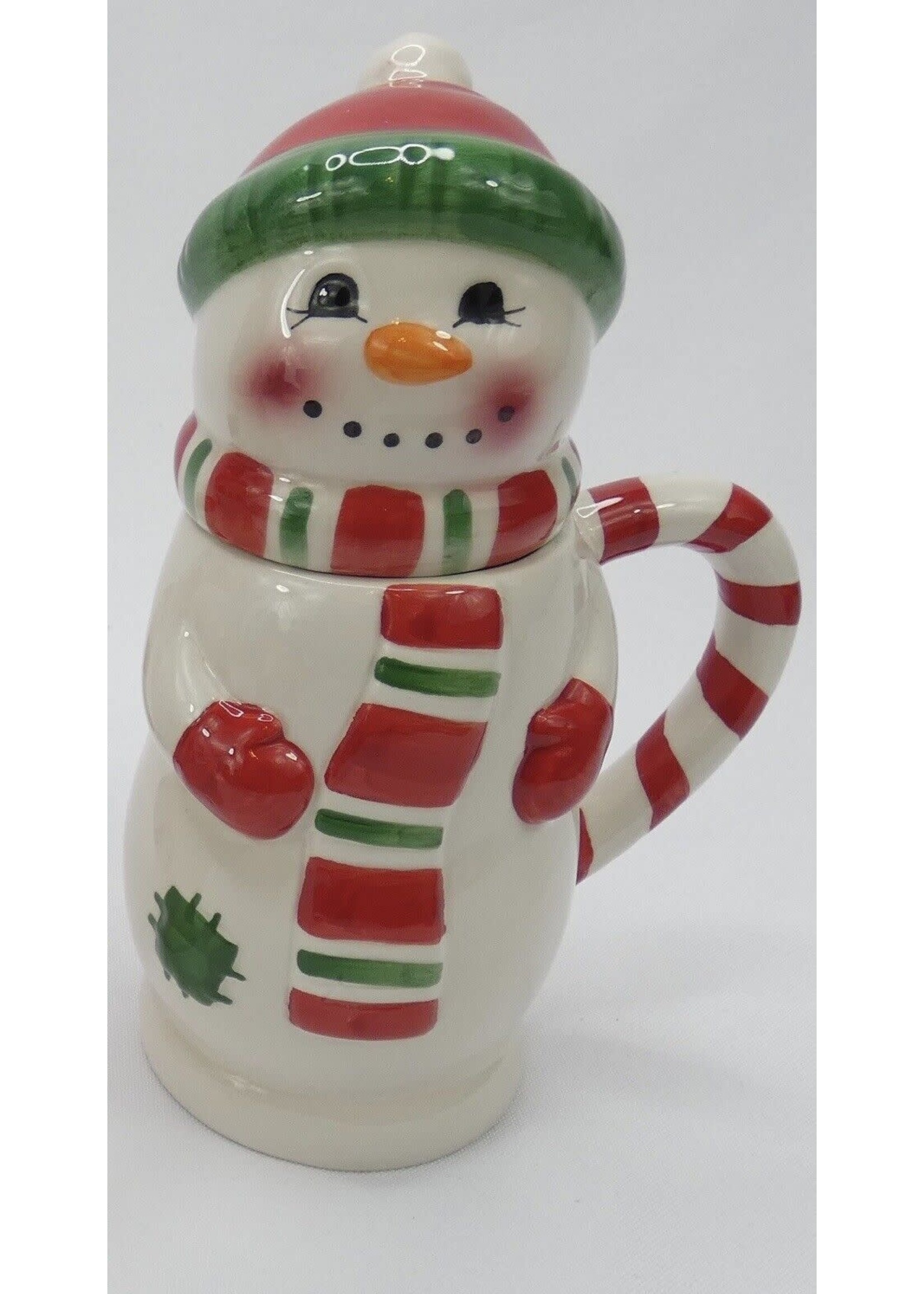 PFALTZGRAFF PFALTZGRAFF HOLIDAY FROSTY FIGURAL MUG W/LID SNOWMAN  6 7/8"