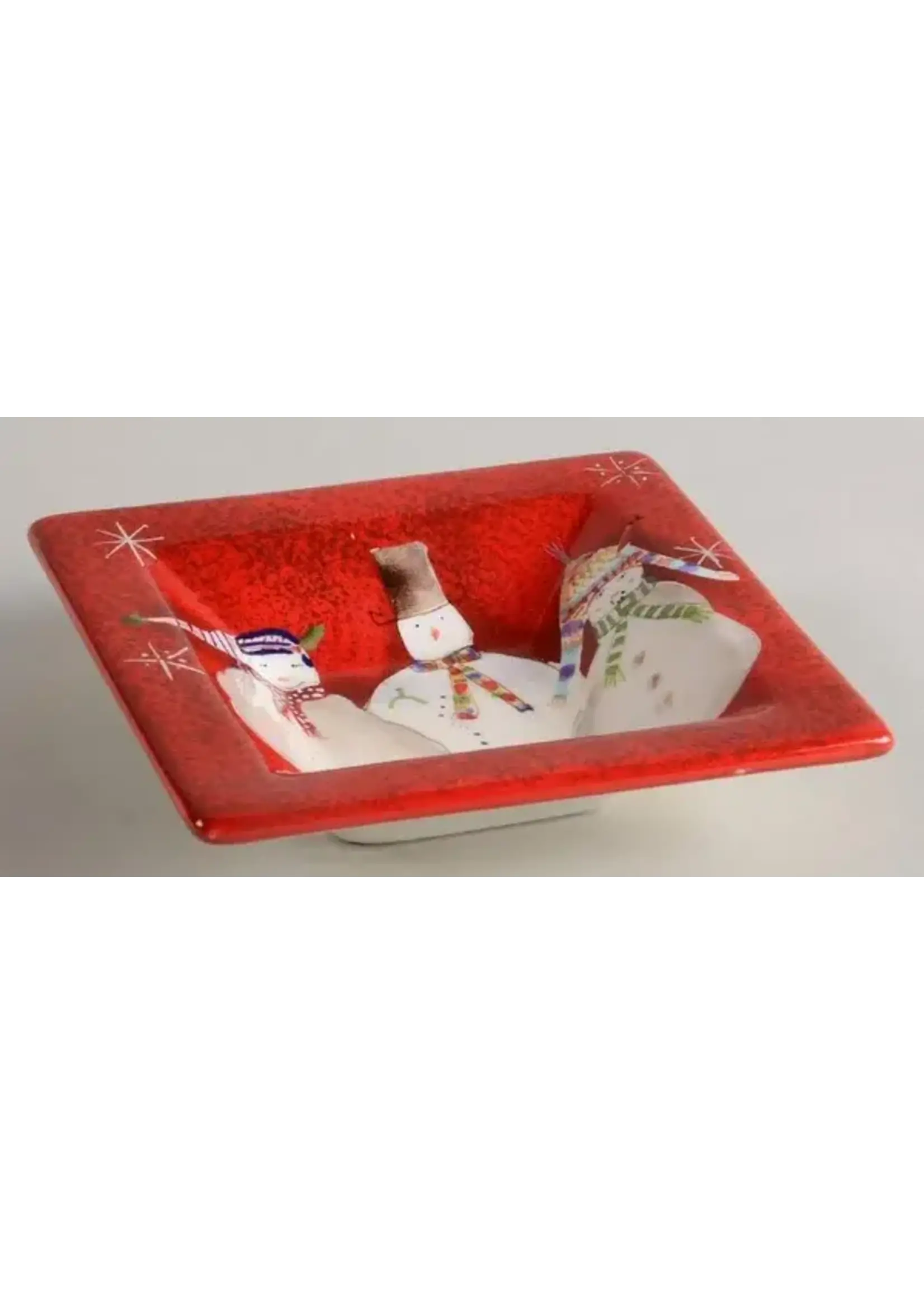 SAKURA SNOWMATES ENTERTAINMENT SQUARE DISH 5 1/8' RED