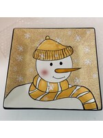 SNOWMAN SMILES SALAD PLATE 8 " YELLOW