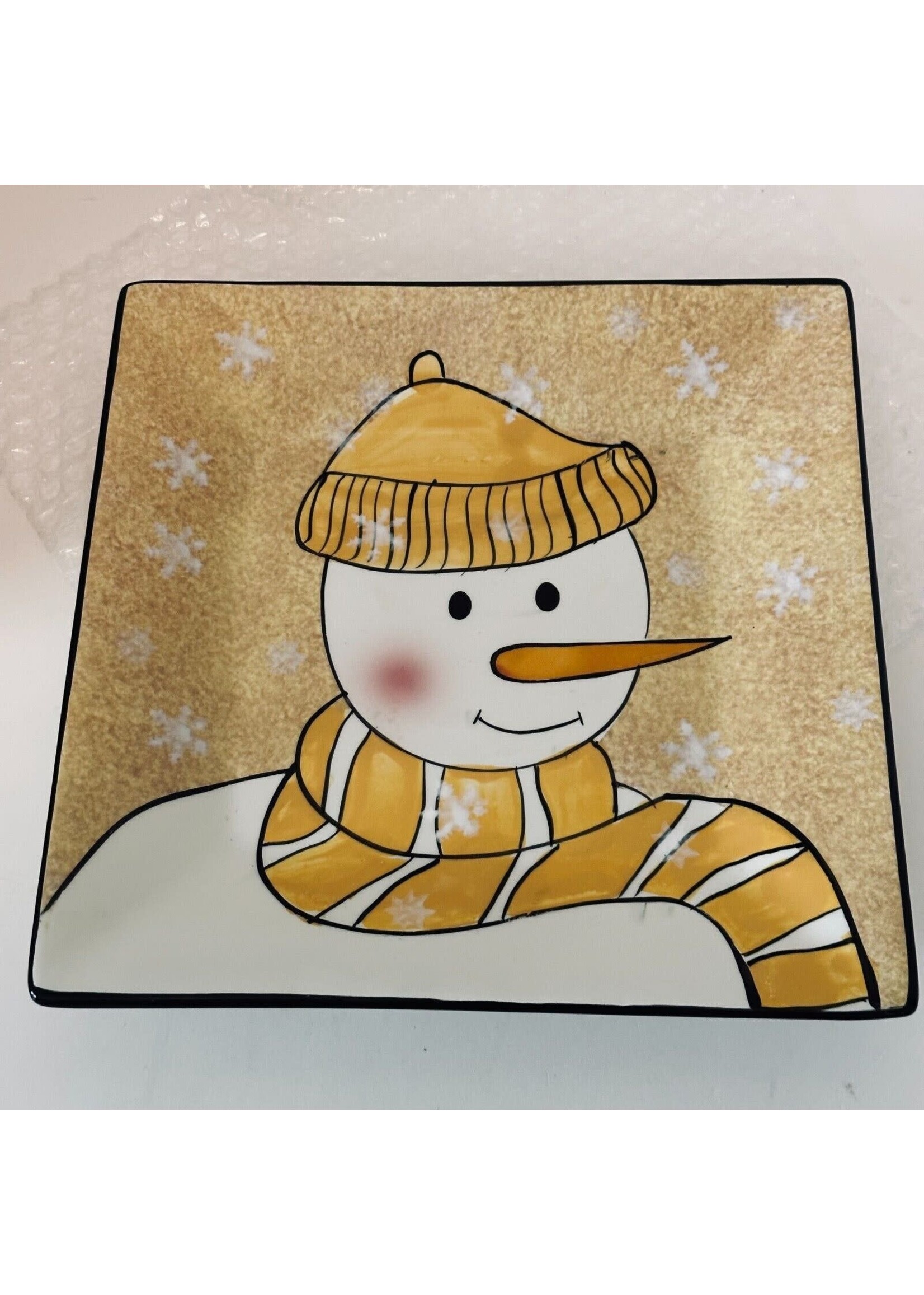 SAKURA SNOWMAN SMILES DINNER PLATE 10" YELLOW