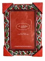 PEWTER HOLLY BERRIES  4 " X 6" PHOTO FRAME 7 3/4"