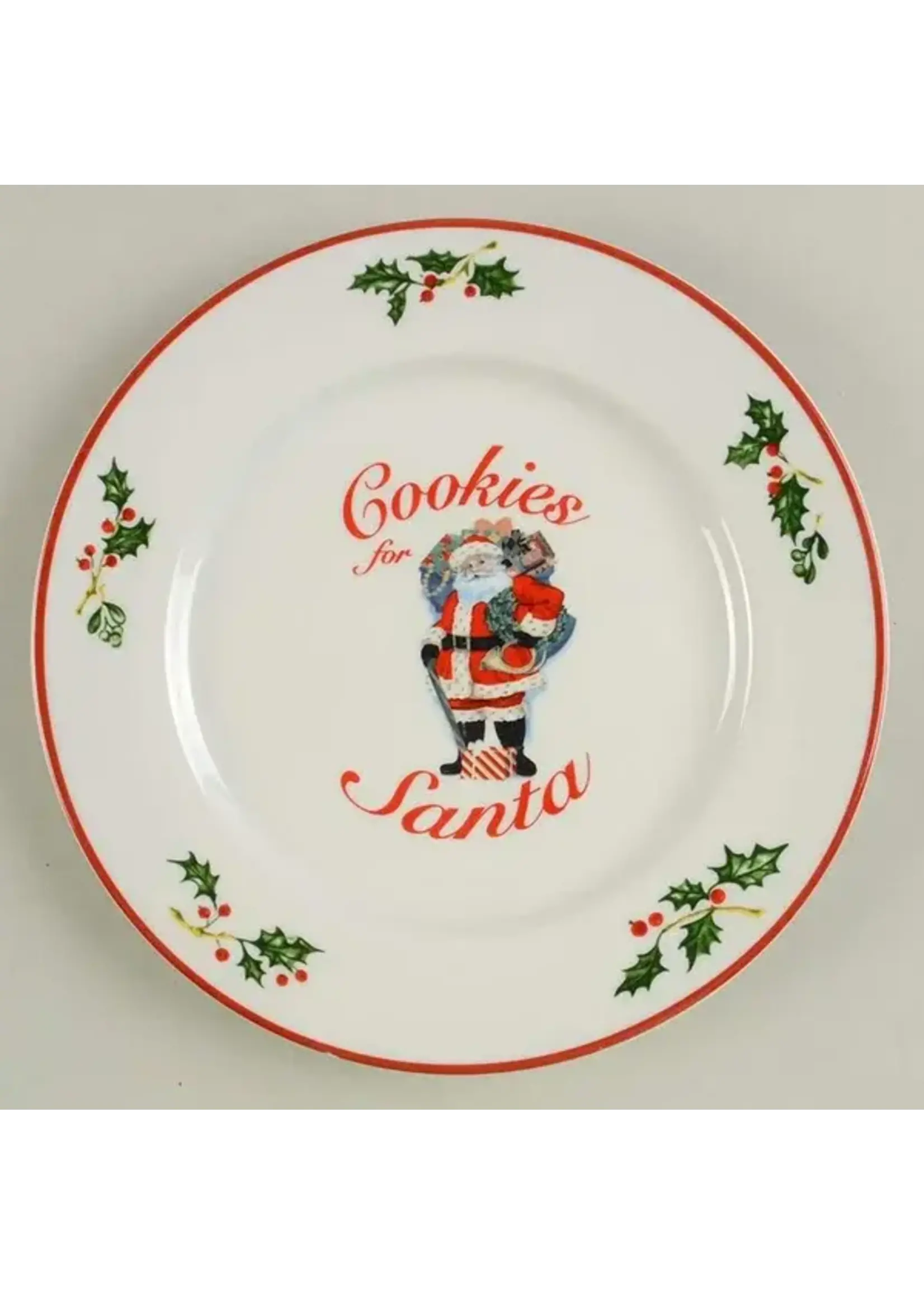 CHRISTOPHER RADKO HOLIDAY CELEBRATIONS RED TRIM COOKIES FOR SANTA PLATE